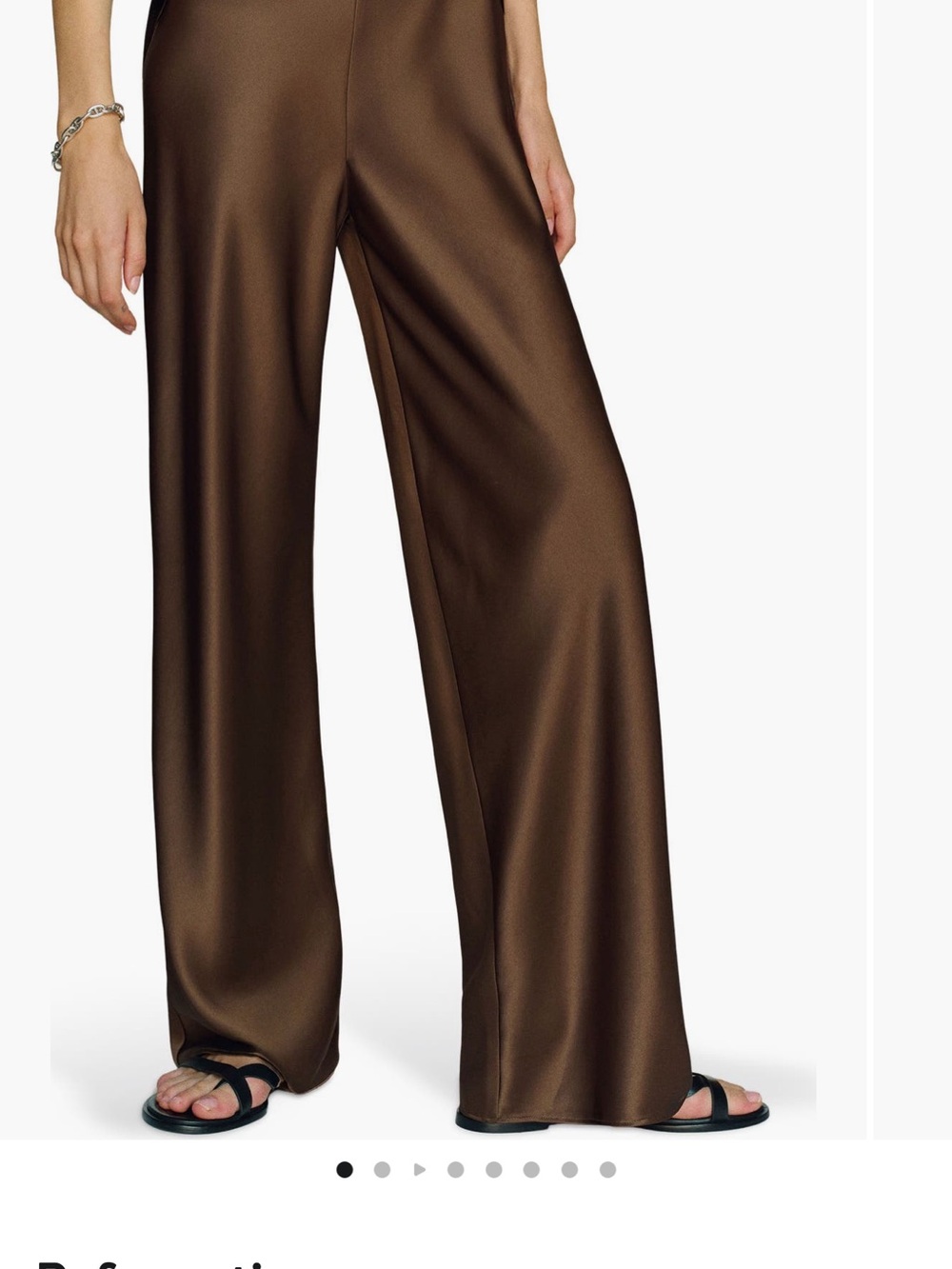 Reformation Brown Satin Wide-Leg Trousers